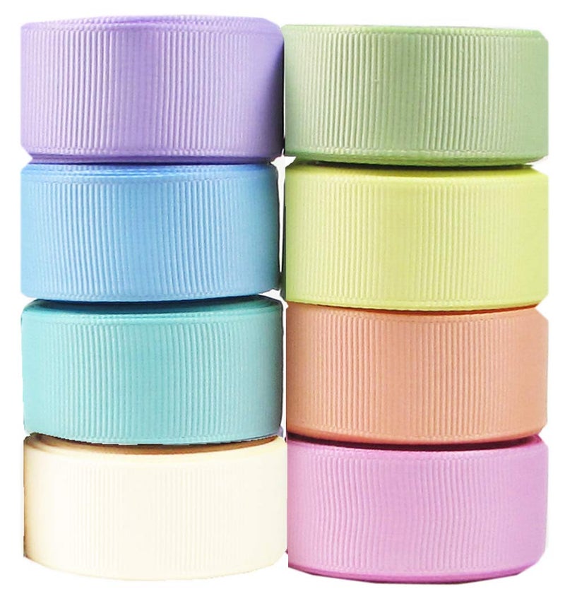 Grosgrain/Satin Ribbon Sets for Gift Package Wrapping, Hair Bow Clips & Accessories Making, Sewing, Craft Projects (40yd(8x5yd) 7/8" Grosgrain Ribbon-Pastel)